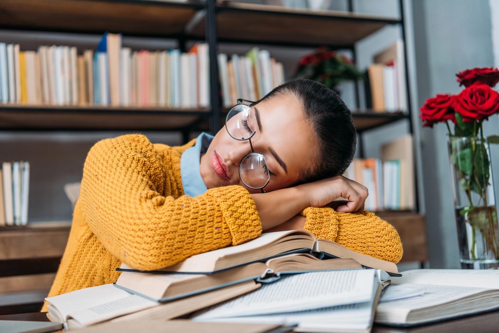 sleeping college student